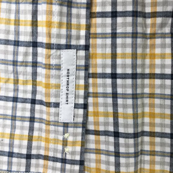 Goodiellow & Co Mens Button Down Shirt Extra Large Gray Yellow White Plaid #0064 - Picture 3 of 11